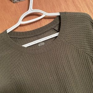 American Eagle Olive Waffle Long Sleeve